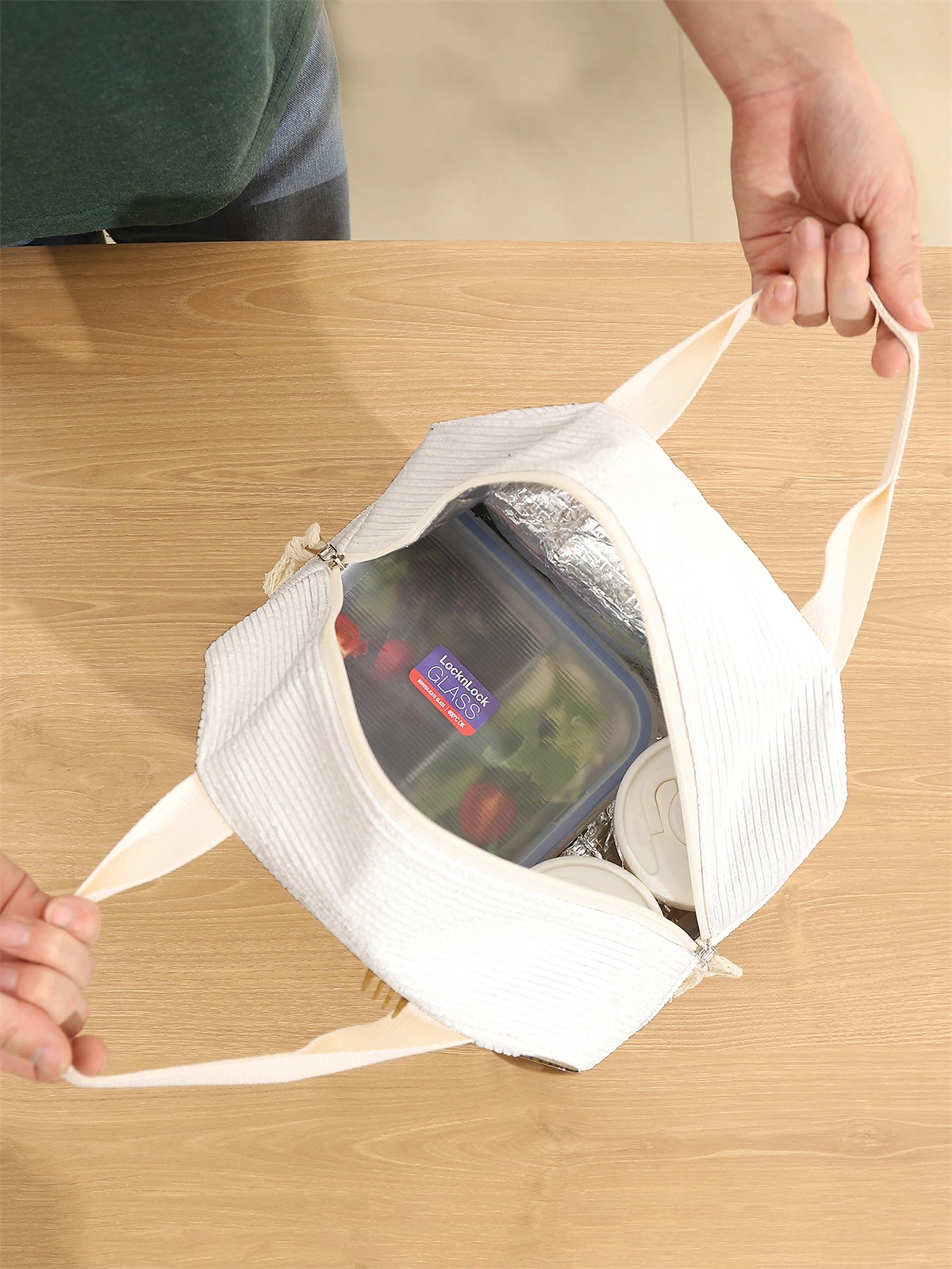 1pc- insulated lunch box bag thickened student portable lunch bag