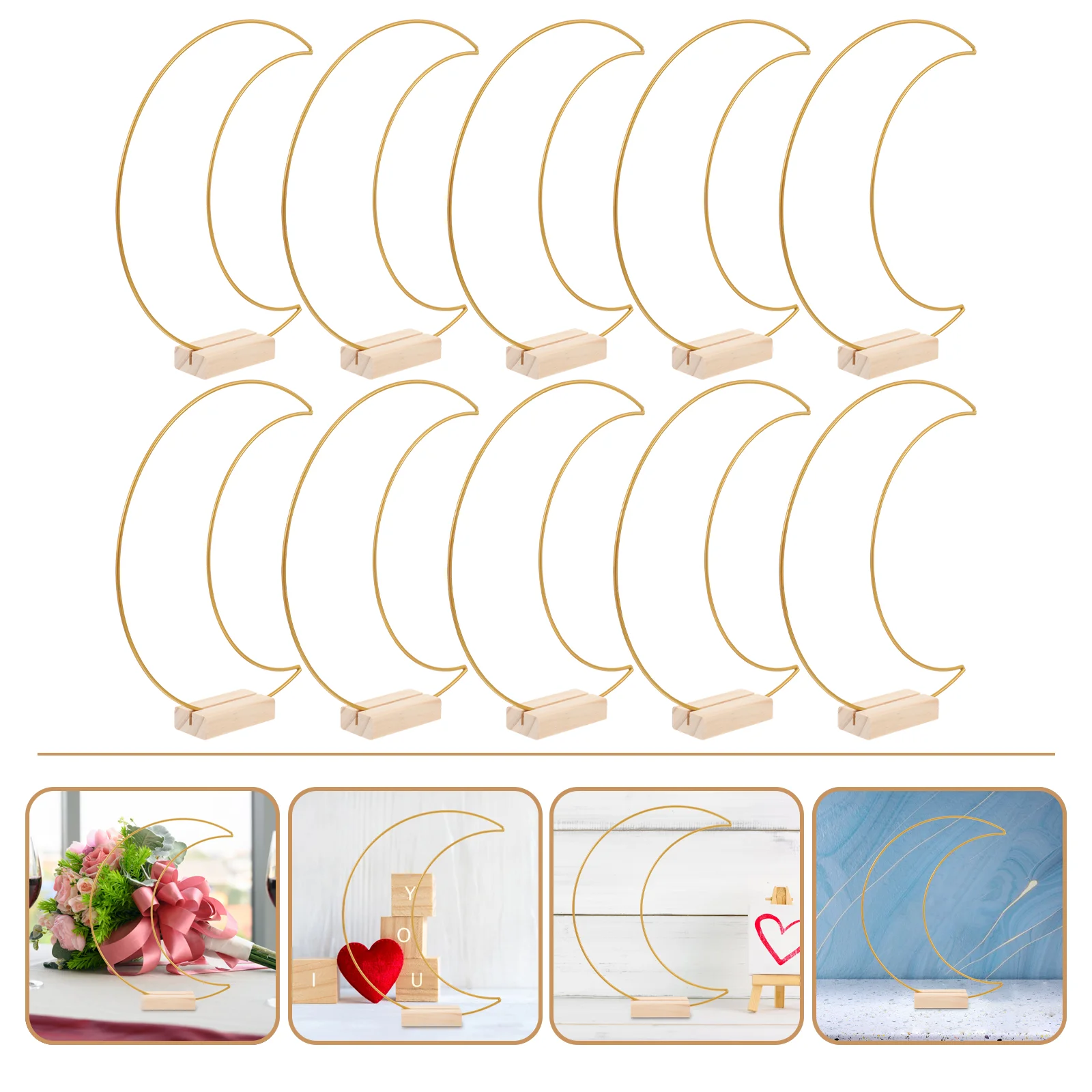 

10 Sets Floral Hoop with Wooden Base Wedding Centerpiece Diy Metal Floral Hoop Wedding Wreath