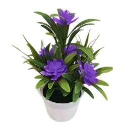 Artificial Flower Arrangement in Stylish Pot - Home and Office Decor, Gift, and Ornament (Purple)