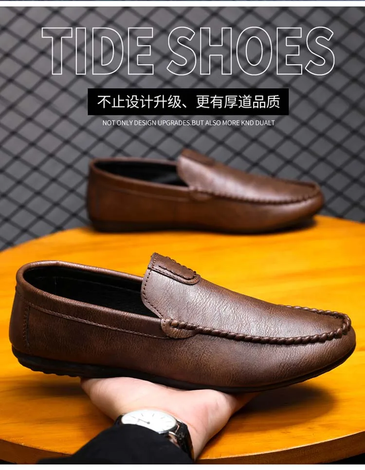 Frühlings- und Sommermodetrend Joker Casual Lines Herren-Kunstlederschuhe schwarze und braune Arbeitsschuhe – Detail 3