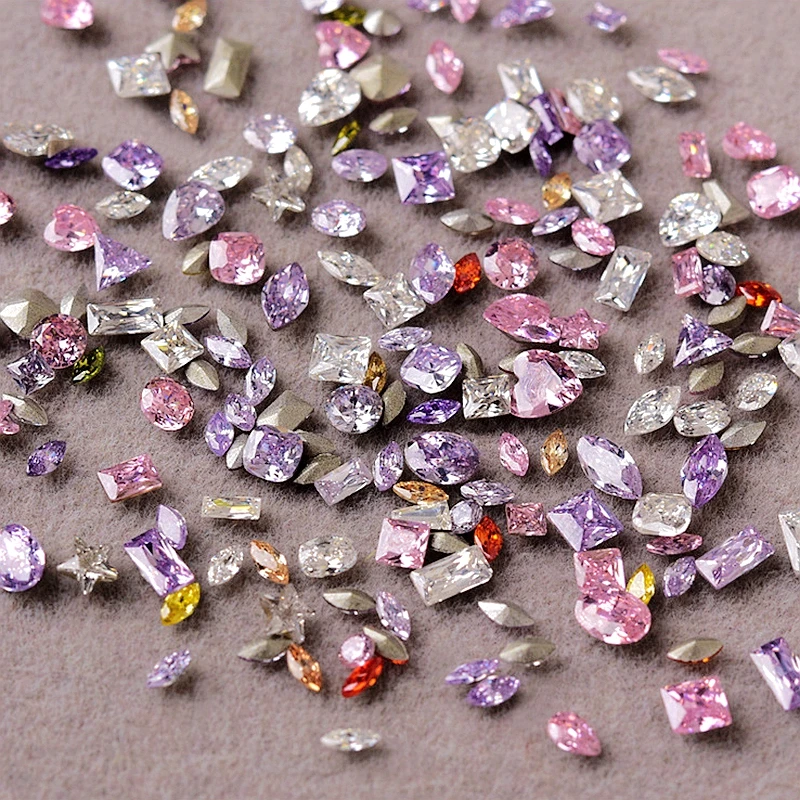 

50PCS 3D Glass Nail Art Decorations Supplies Material Pointed Back Crystals Rhinestones Zircon Charms Manicure Nails Accessories