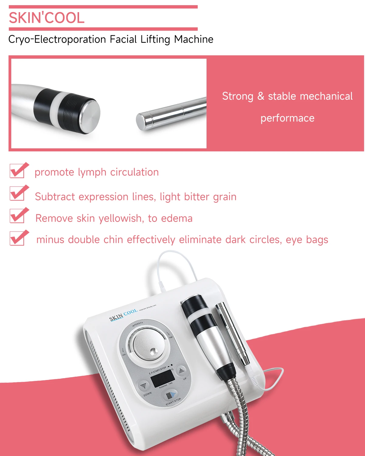 2024 New Skin Cool Cryo-Electroporation Facial Lifting Machine Lymph Circulation Dark Eye bags Double Chin Yellowish Removal 3