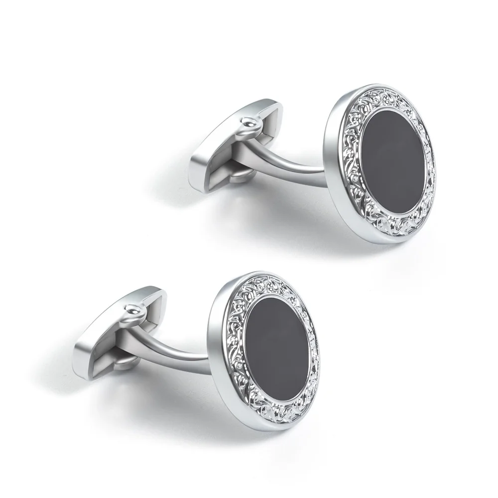 New High-end Men's French Shirt Cufflinks Fashionable And Versatile Round Enamel Cufflinks_voghion.com