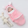 Soft Flannel Winter Warm Baby Swaddle Blanket Thicken Plush Lining Hooded Blanket for 0-6 Months Newborn Envelope Cocoon Blanket 6
