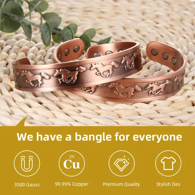 Pulseira Magnética De Cobre Real Para Mulheres 8mm Artrite Ajustável Cuff Cobre Puro Marca Terapia De Energia I.1629828587 - Foto 6