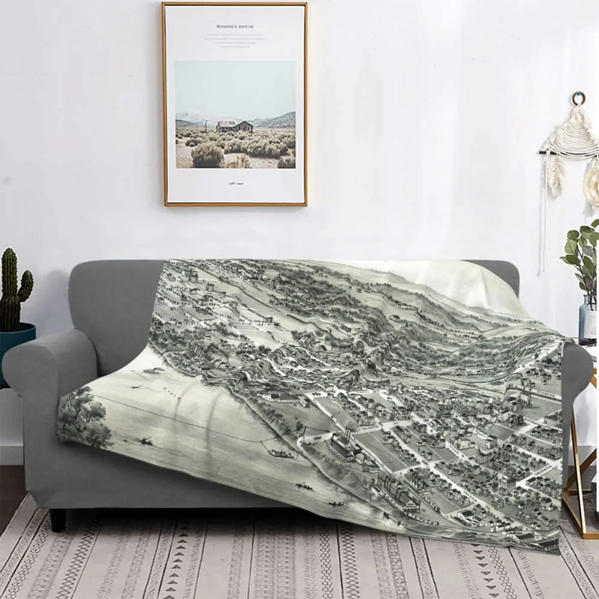 

Map Blanket Bedspread Plush Super Soft Cover Fleece Throw Blanket Bedding Bed Bedroom Fluffy Gift