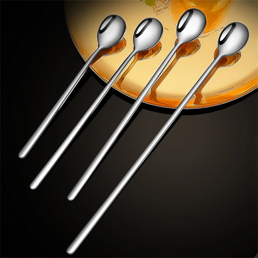 20pcs 304 Stainless Steel Coffee Spoon Long Handle Cocktail Stirring Tea Spoon Ice Cream Dessert Scoop Bar Kitchen Accessories