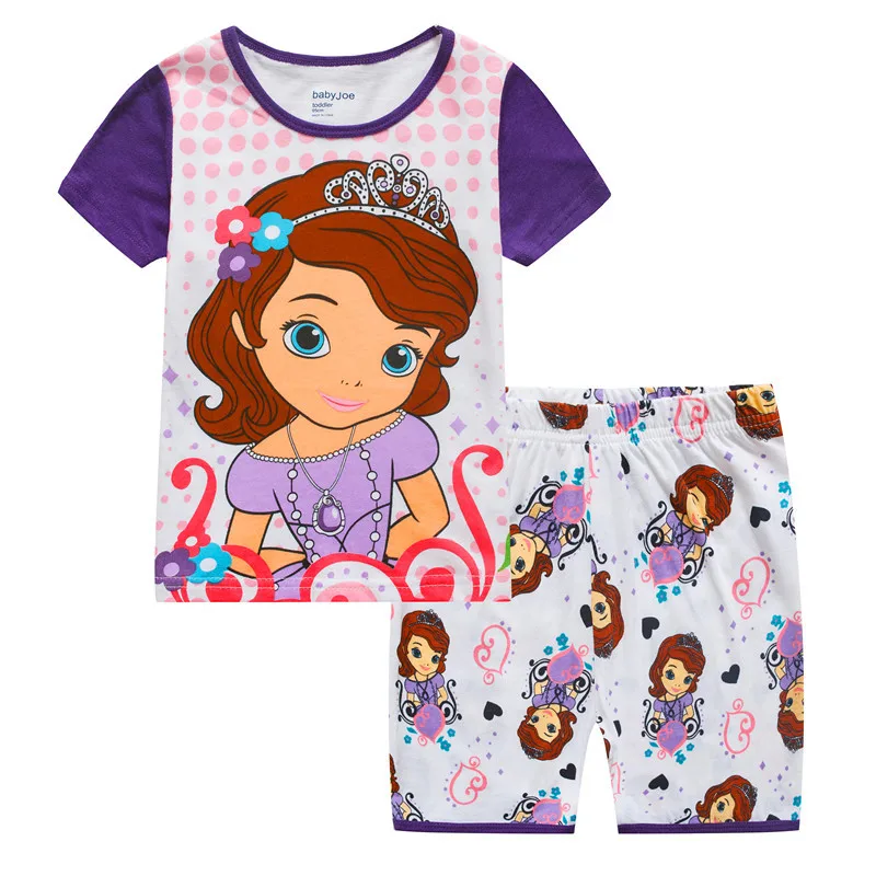 

Disney Girls Pajamas Set Clothes Cotton Casual Frozen Elsa For Children Summer Short Sleeve Baby Suit Kids Costumes Sofia 2-7Y