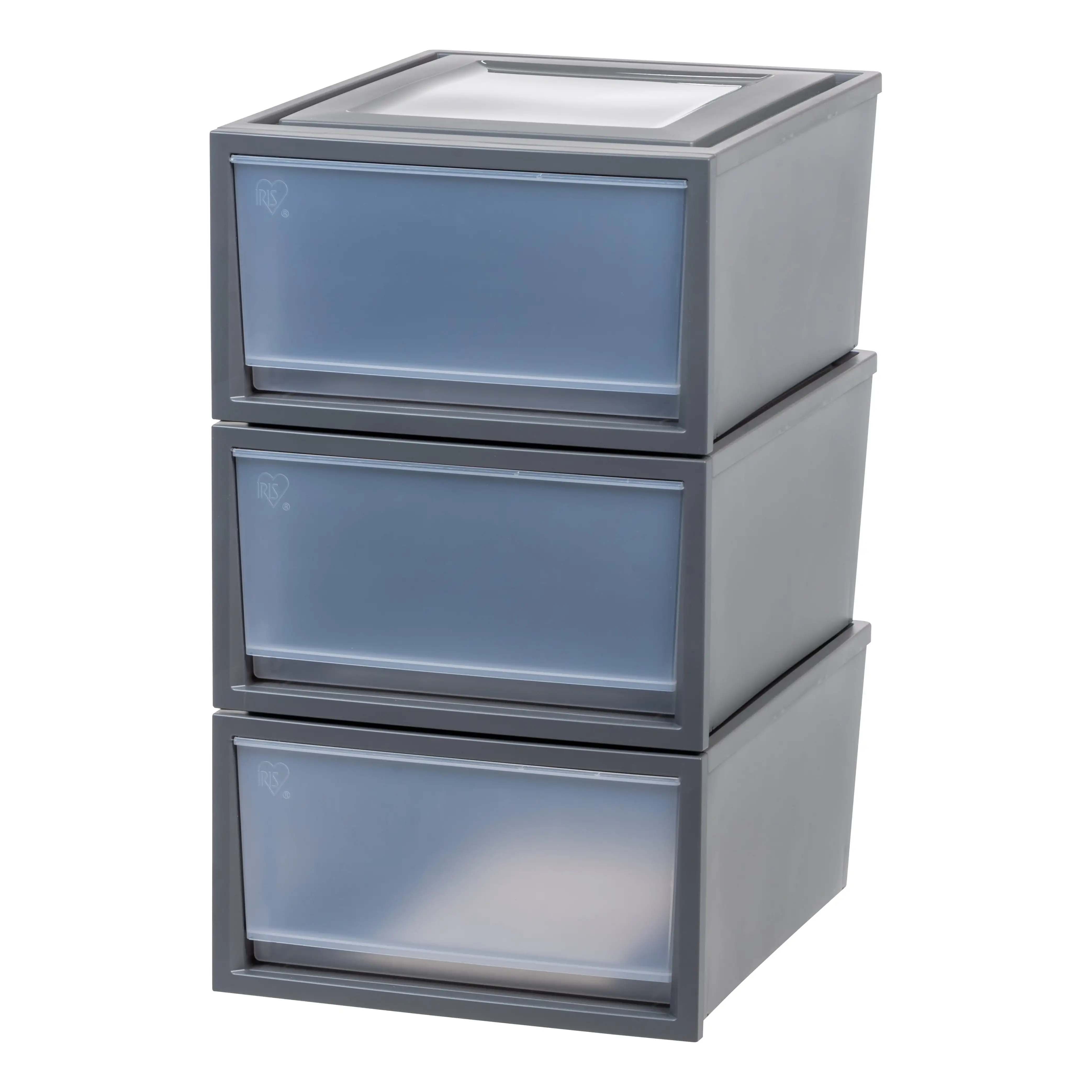 

Plastic Stacking Box Storage Chest with Pullout Drawers, Gray, Set of 3 under desk drawer