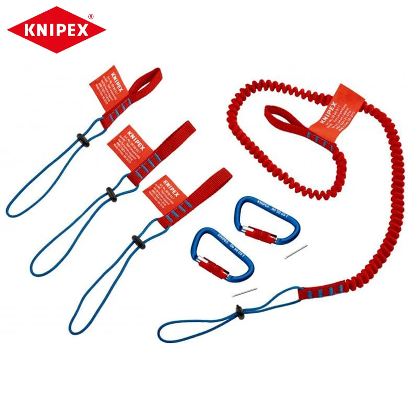 

KNIPEX 00 50 04 T BK Tethering System Set Safety Lanyard Adapter Strap Anti Falling Tool Rope Carabiner