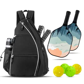 Lightweight Pickleball Paddle Bag Mesh Pocket Adjustable Strap Waterproof Oxford Cloth Badminton Racket Backpack 1
