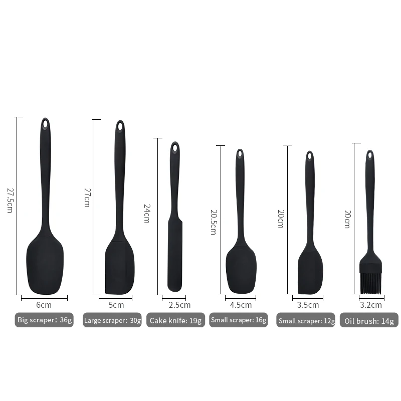 Silicone kitchenware 6-piece set, cream scraper, spatula, oil brush, size...