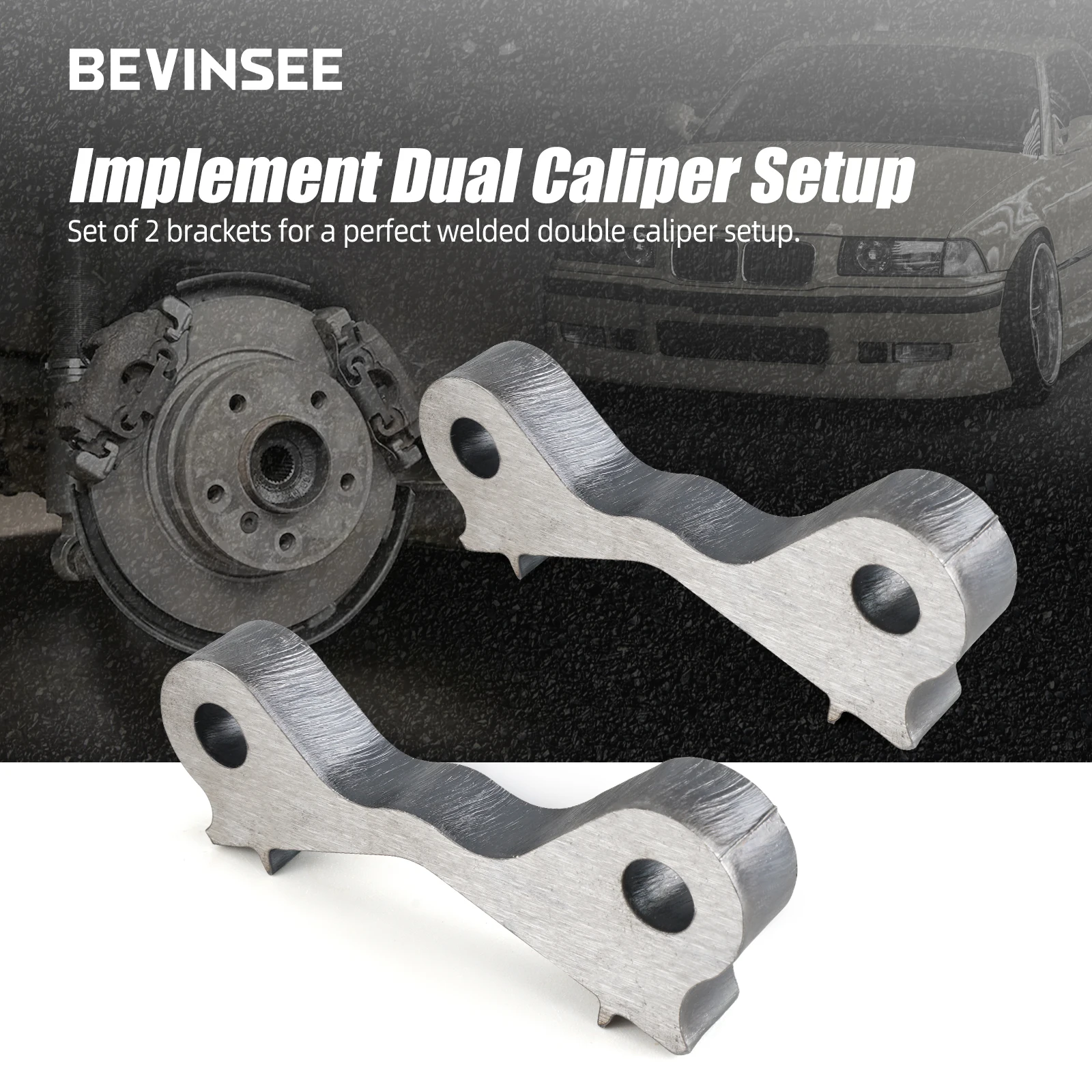 Steel Drift Dual Brake Calipers Adapters Weld-on for BMW E46 E36 All Rear Trailing Arms BEVINSEE