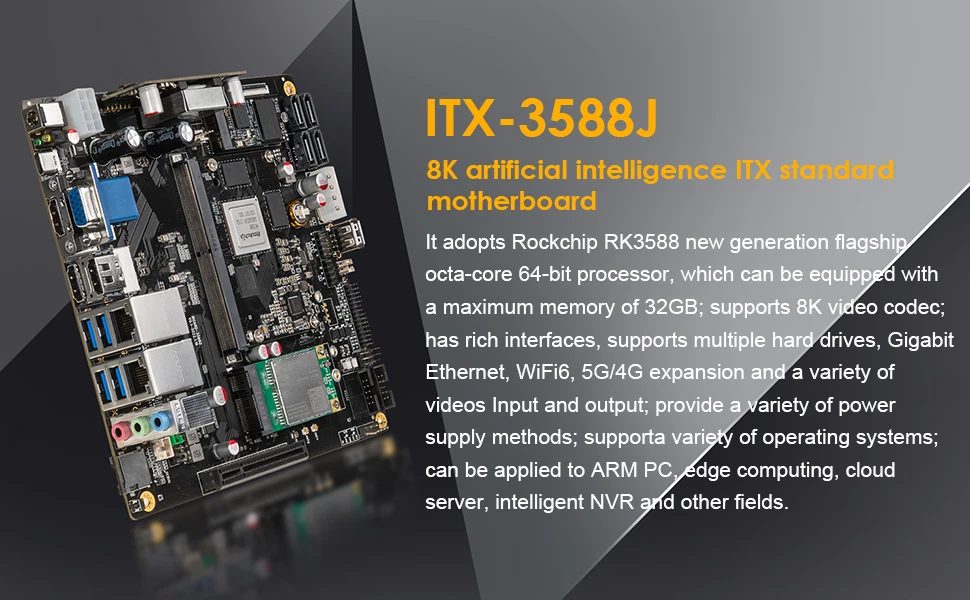 ITX-3588J 8K Development Board Rockchip RK3588 AI Mini ITX Motherboard New-gen 8