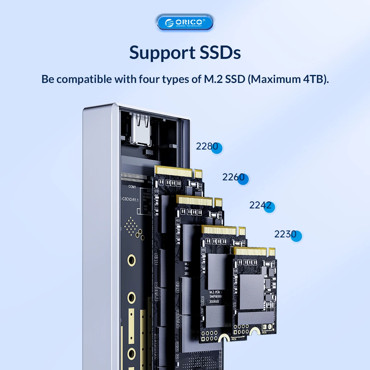 ORICO-Caso SSD de liga de alumínio Dual
