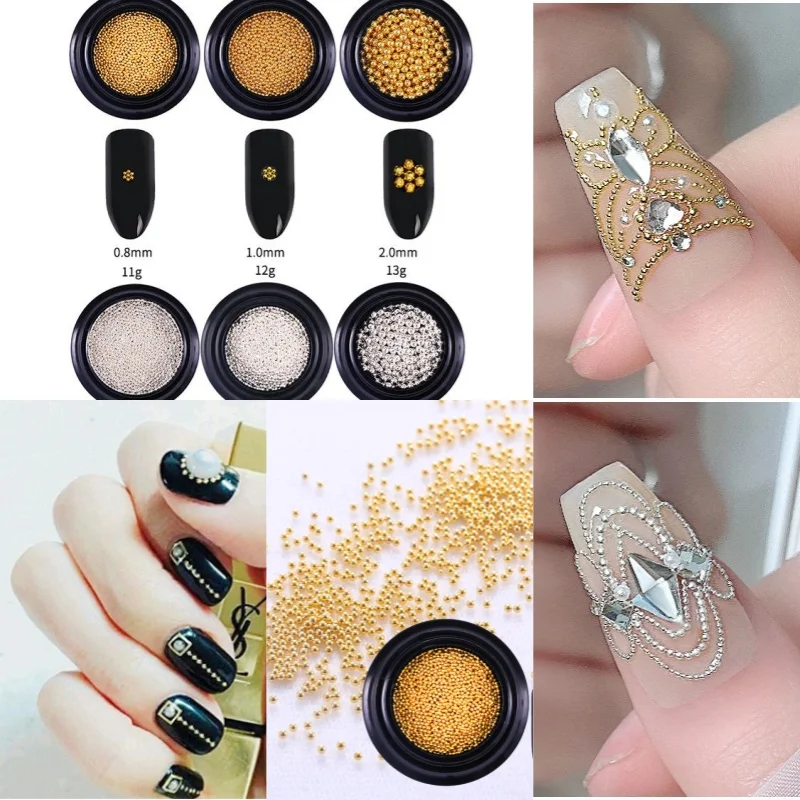 

Nail Fashion Decoration Products Electroplated Small Steel Balls Star Moon Nail Scintillation Beads Gold and Silver Steel Balls
