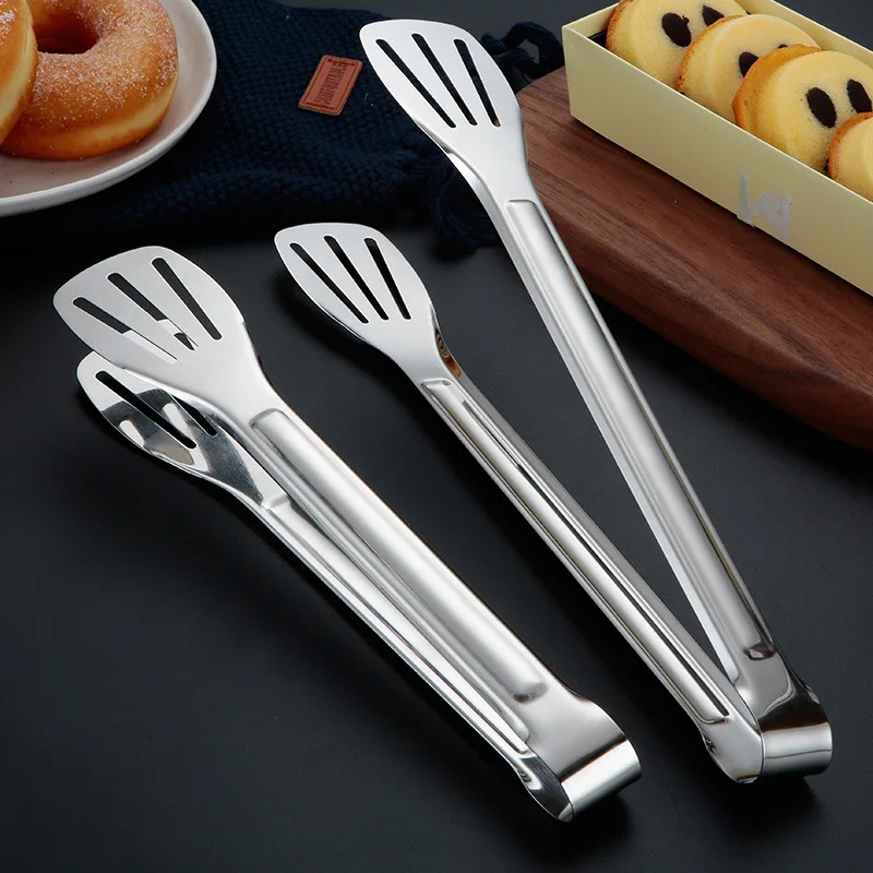 Stainless Steel Food Tongs Non-Stick Serving Tongs Barbecue Anti Heat Bread Clip Salad Bread Serving Tong BBQ Tool