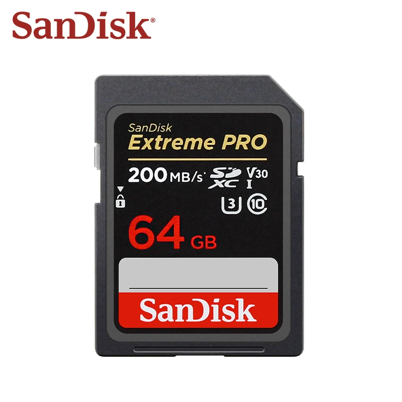 100% SanDisk 익스트림 프로 SD 카드, SLR 카메라용, 클래스 10 SDXC 메모리 카드, 128GB, 64GB, 최대 200 MB/s