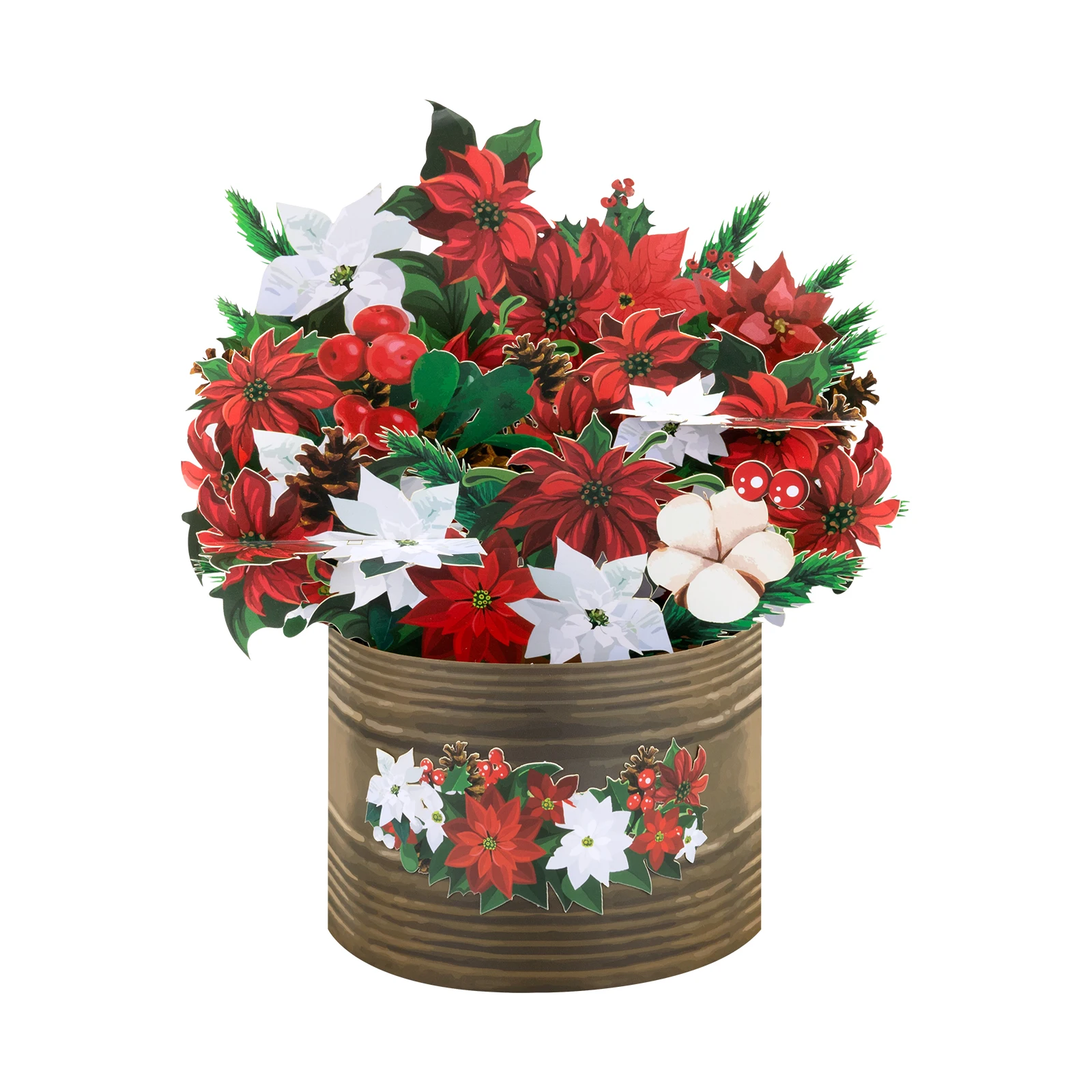 Christmas Tree Pop Up Card, 3D New Year Card, Christmas Bouquet Pop-up Card