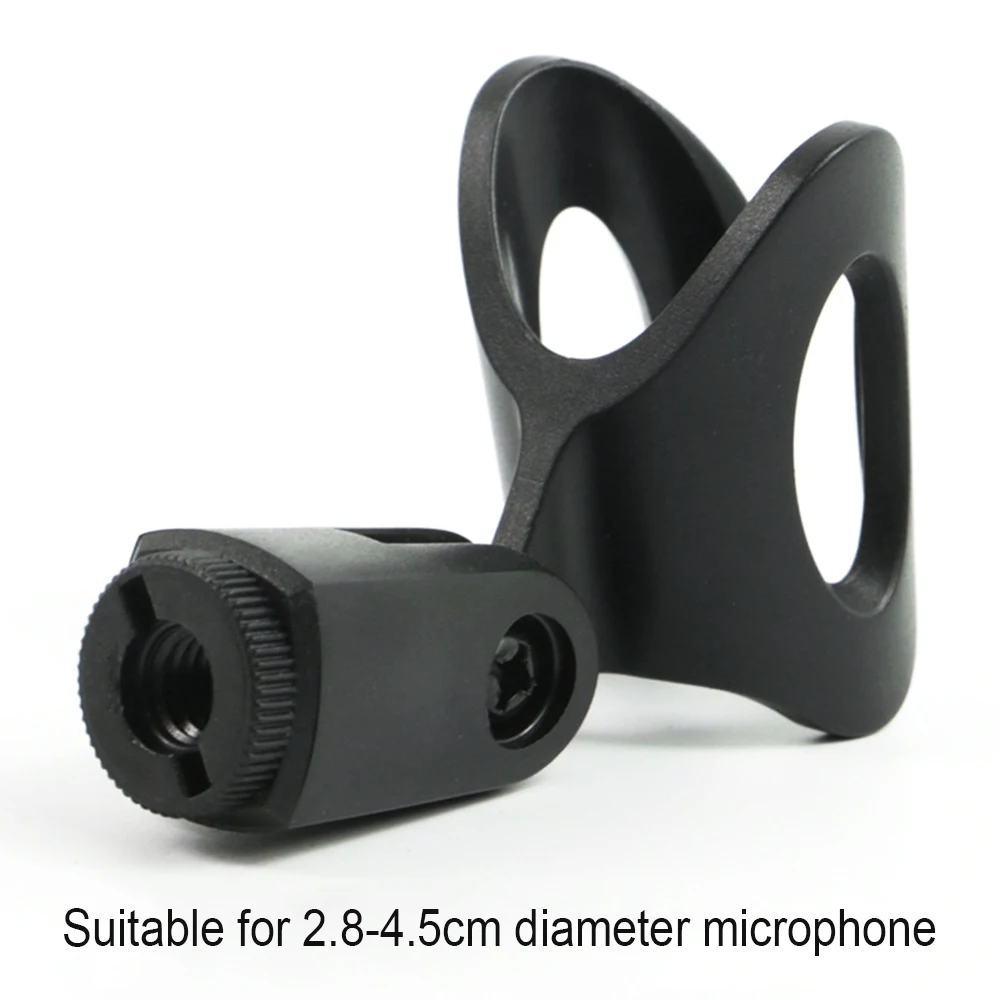 1PCS Microphone U-Shaped Clamp Clip Bracket Accessory 3/8 Screw Plastic Clip Flexible Microphone Bracket Mount Black