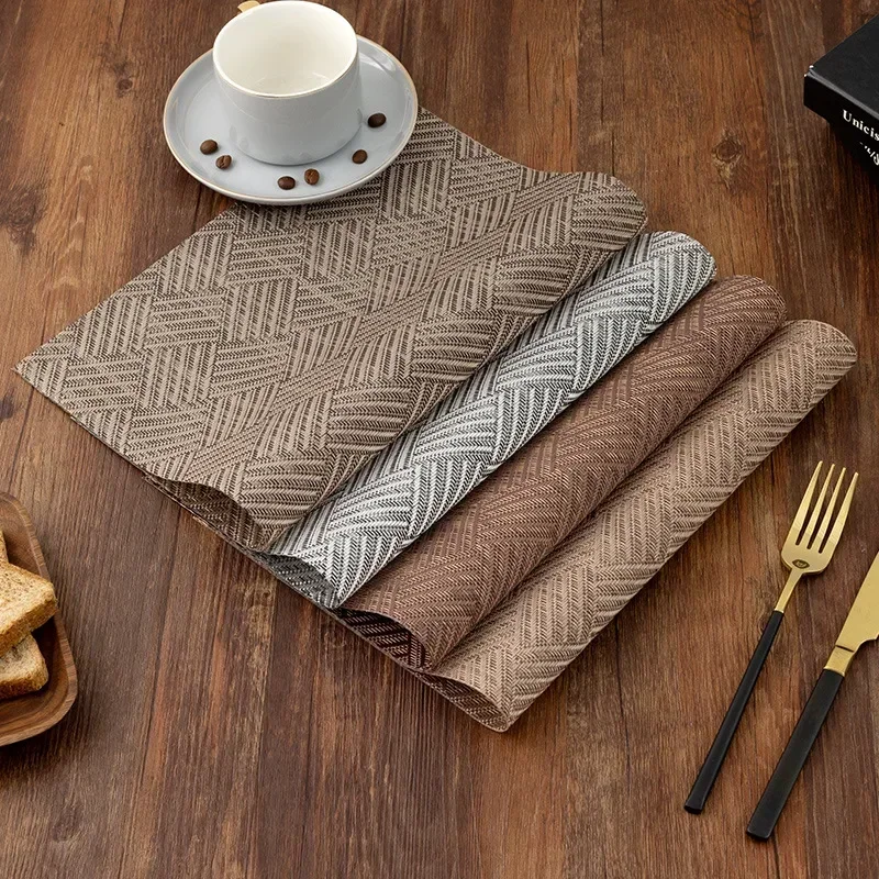 Heat Insulation PVC Placemats 2/4/6PC Durable Waterproof Oil Proof For Hotel Banquet Restaurant Kitchen dining table mat