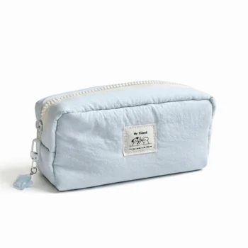 Astuccio Cosmetico Minimalista, Portamatite Imbottito Tinta Unita, Organizer per Cancelleria con Cerniera, da Viaggio