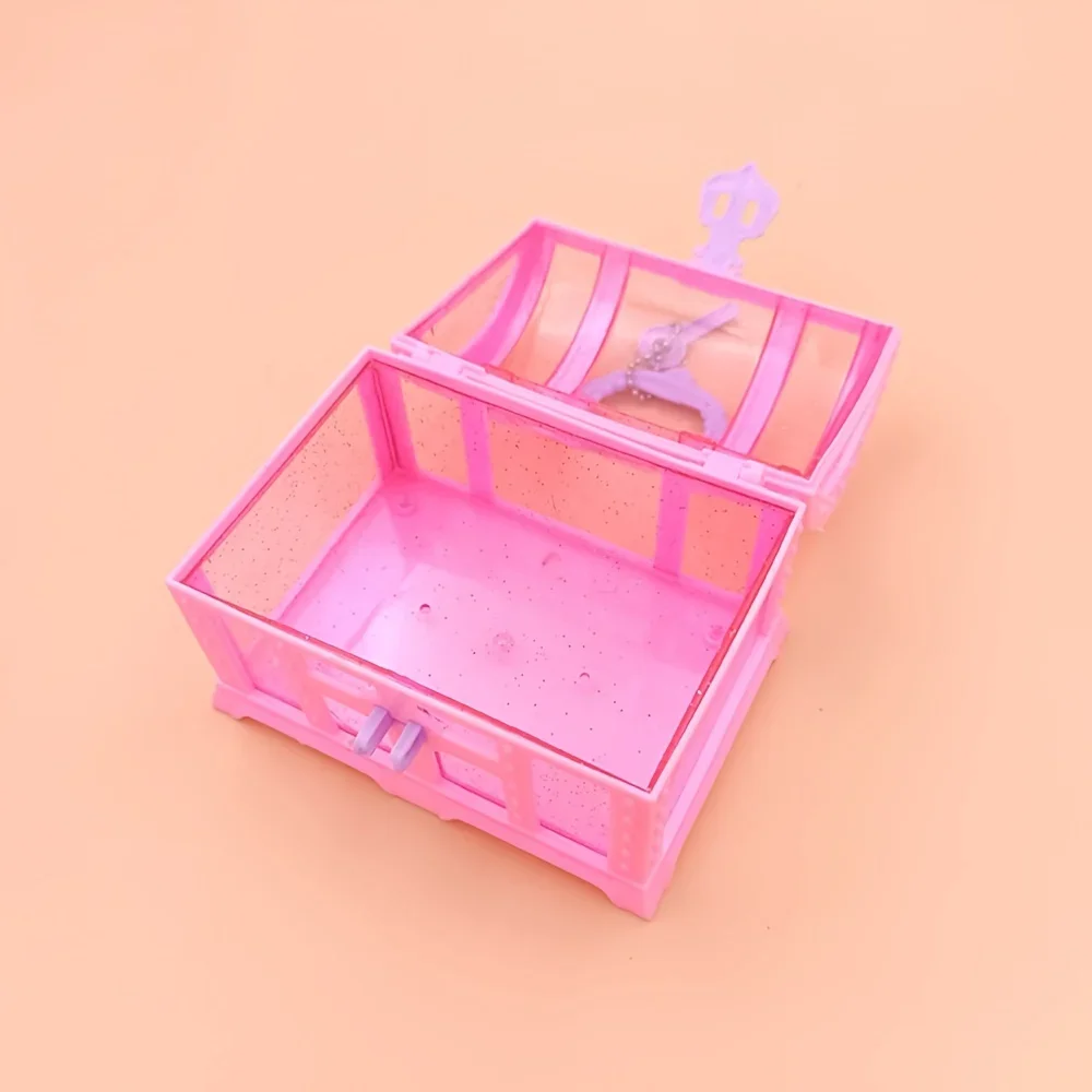 Mini Rose Jewelry Box Girls Jewelry Box with Lock Treasure Chest Shape Storage Case Container for Trinket Gifts Pretend Kids Toy 5
