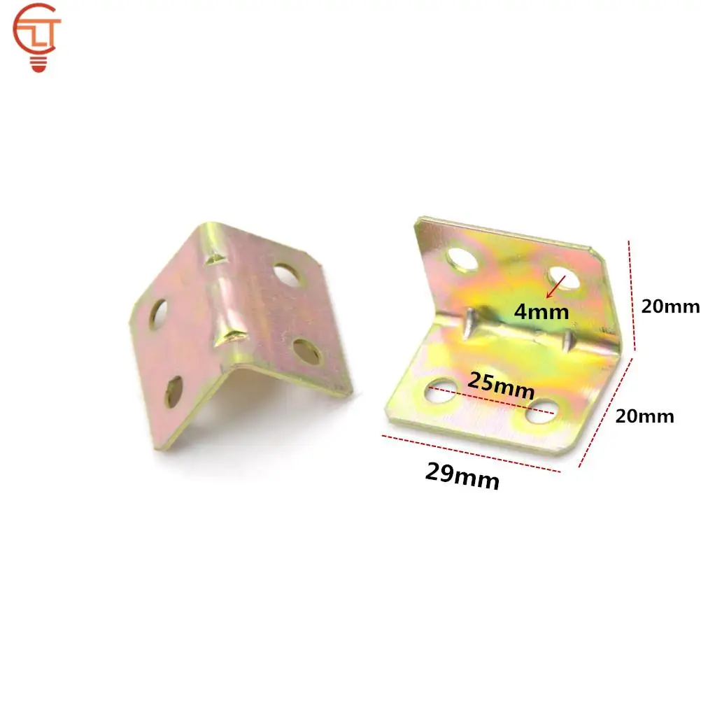 10Pcs 29*20*4mm 90 Degree Metal Right Angle Bracket Shelf Support 4 Holes