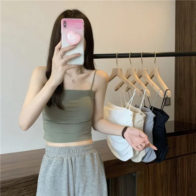 Summer Ice Silk Camisole Women's Chest Pad Anti-light Bottoming Beautiful Back Underwear Short Top Can Be Worn Outside Wholesale 2
