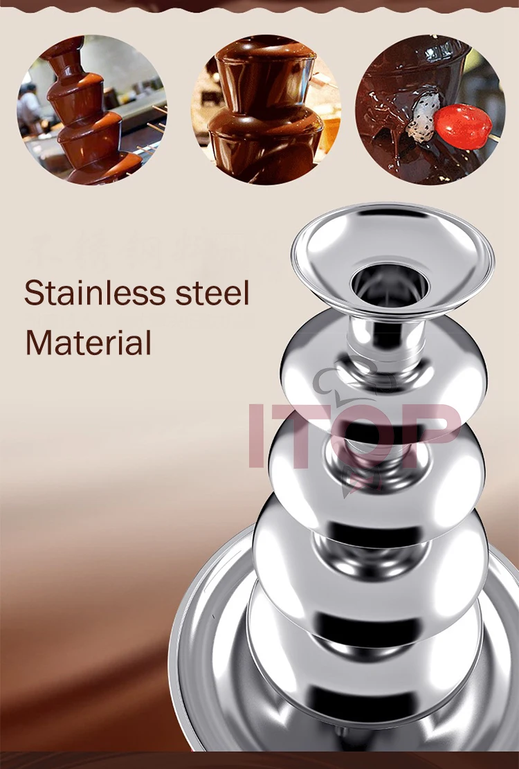 ITOP CF-4/5 Tiers Chocolate Fountain Stainless Steel Chocolate Waterfall Machine Melting Warming Function Commercial 110V 220V