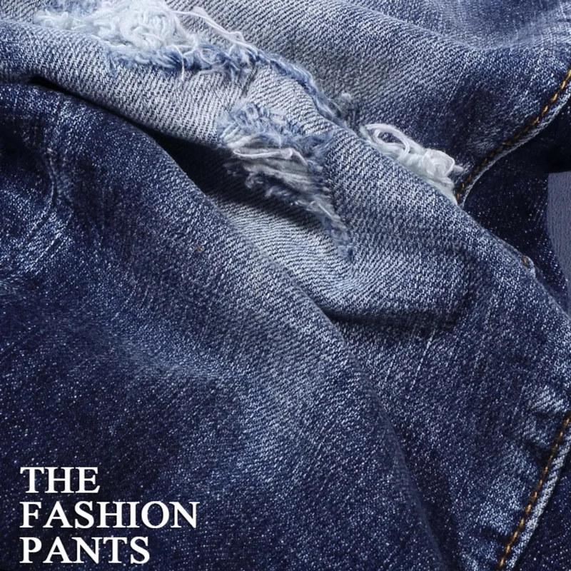 Street Fashion Men Jeans High Quality Retro Blue Stretch Skinny Fit Ripped Jeans Men Vintage Designer Brand Pants Hombre