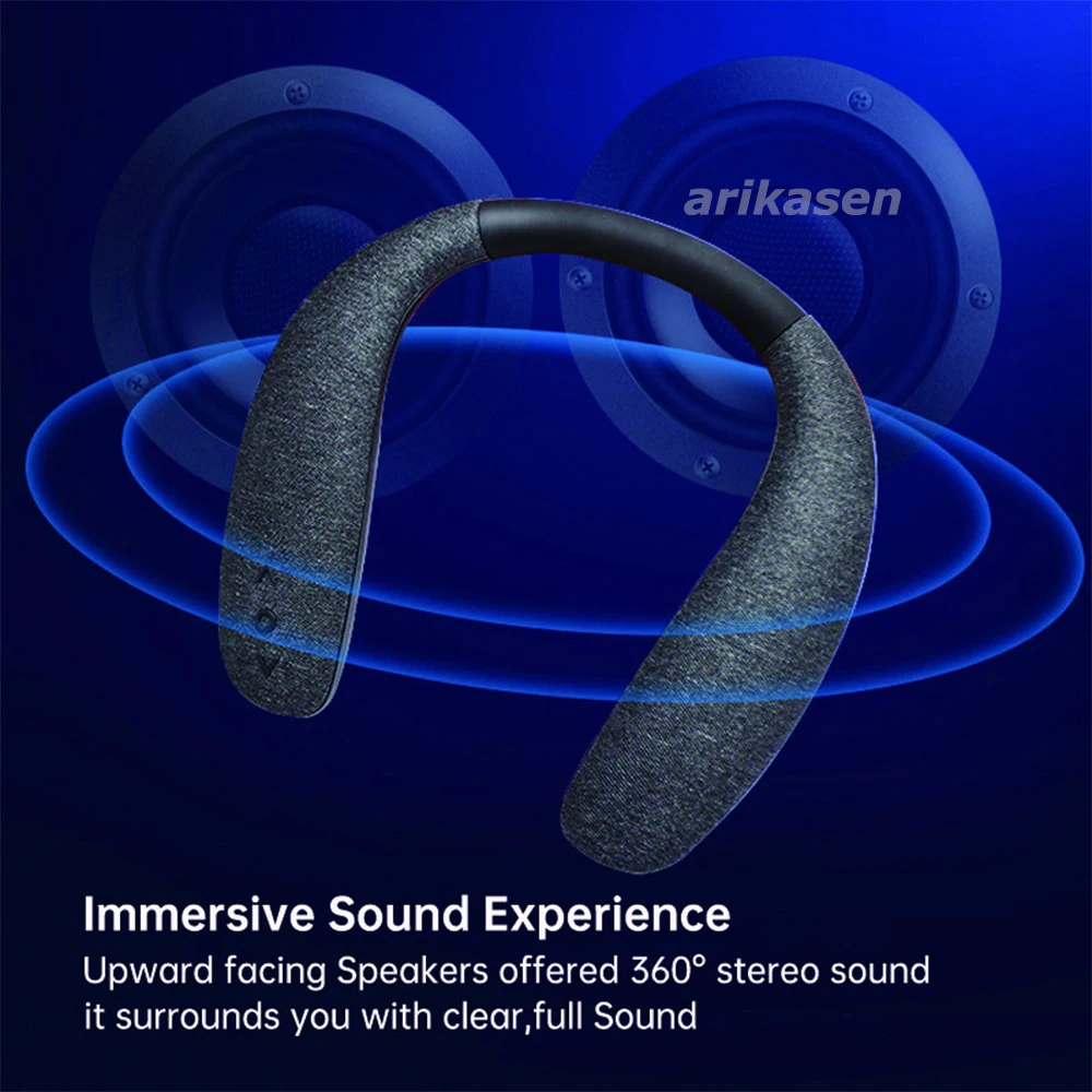 Neckband Bluetooth Speakers 12H music Wireless Wearable Speaker True 3D Stereo Sound Portable Personal Speakers with microphone mini bluetooth speaker,portable speaker,bluetooth speaker,neckband speaker,audio speaker