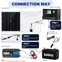 Kit d'énergie solaire 7000 W avec contrôleur 100 A et panneau 300 W, onduleur hors réseau 12 V à 110 V/220 V pour maison/Camping/RV/coulement d'urgence 5