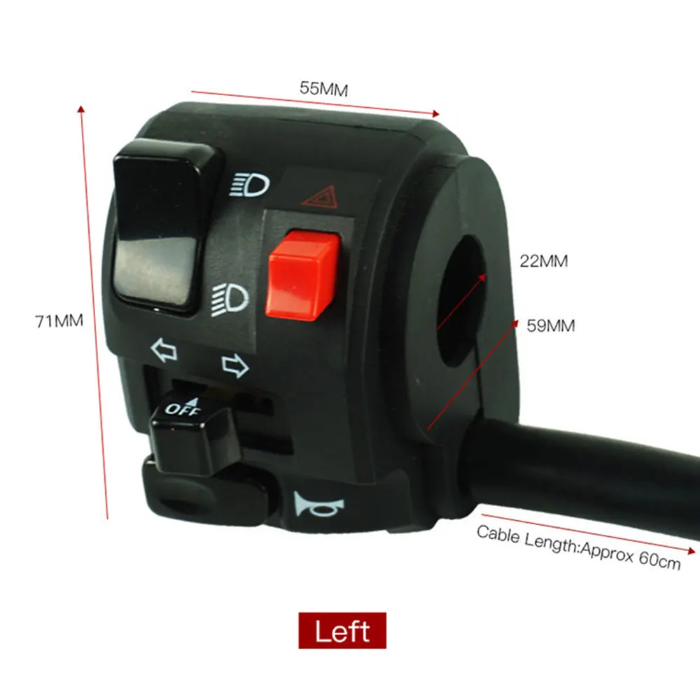 22mm Motorcycle Switches Horn Button Turn Signal Headlight Electric Fog Lamp Light Start Handlebar Controller