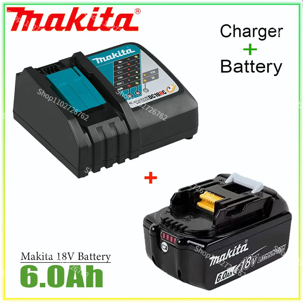 

Makita 18V Battery 6000mAh Rechargeable Power Tools Battery with LED Li-ion Replacement LXT BL1860B BL1860 BL1850+3A Charger