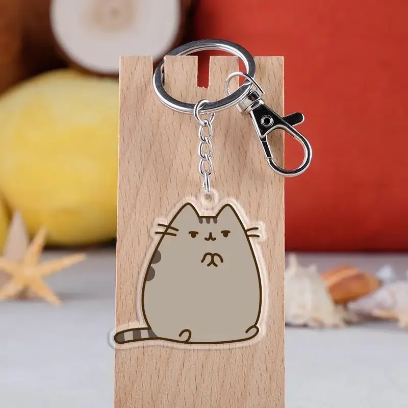 Keychain Accessory Pusheens Anime Figure Kawaii Cat Key Ring Bag Backpack Cartoon Acrylic Pendant Decoration Kids Toy Gift