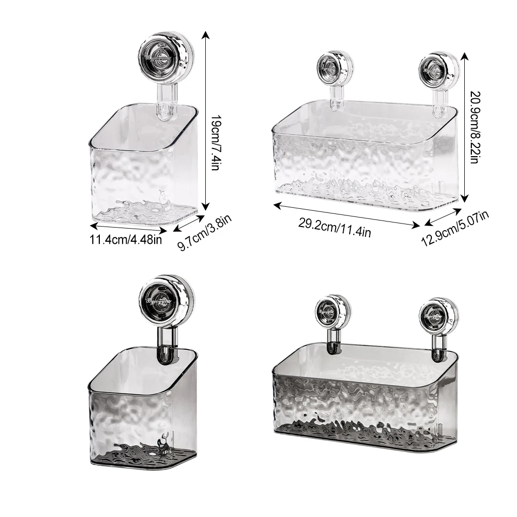 PC Convenient Suction Cup Storage Box For Bathroom Organization No Punching Required Storage Rack