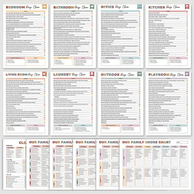 ADHD Cleaning Planner Bundle – Includes Home Cleaning Schedule, Weekly, Monthly, Year-Round Cleanliness Tips, Family Chore Chart