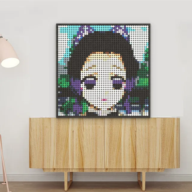 Demon Slayer Pixel Art, Building Blocks Bricks, Decoration Paintings