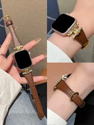 Elegant Leather Loop Watch Band Strap - Premium Quality for 38mm40mm41mm (Brown gold)