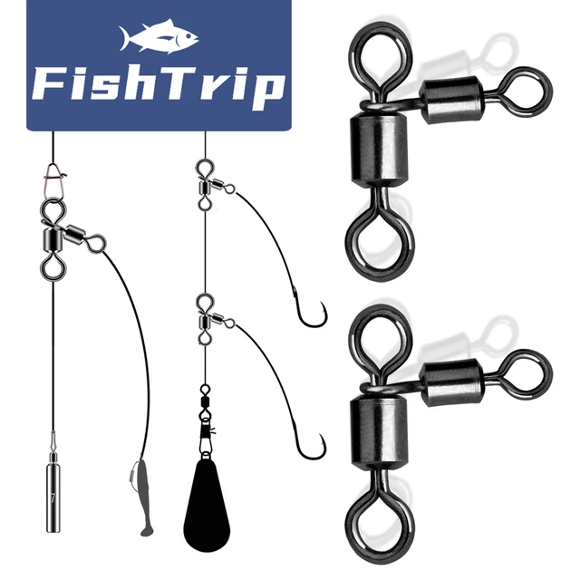 FishTrip 3 Way Swivels Triangle Joint Rolling Swivels Connector three way swivel Catfish Fishing Accessories for Bottom Bouncing 1