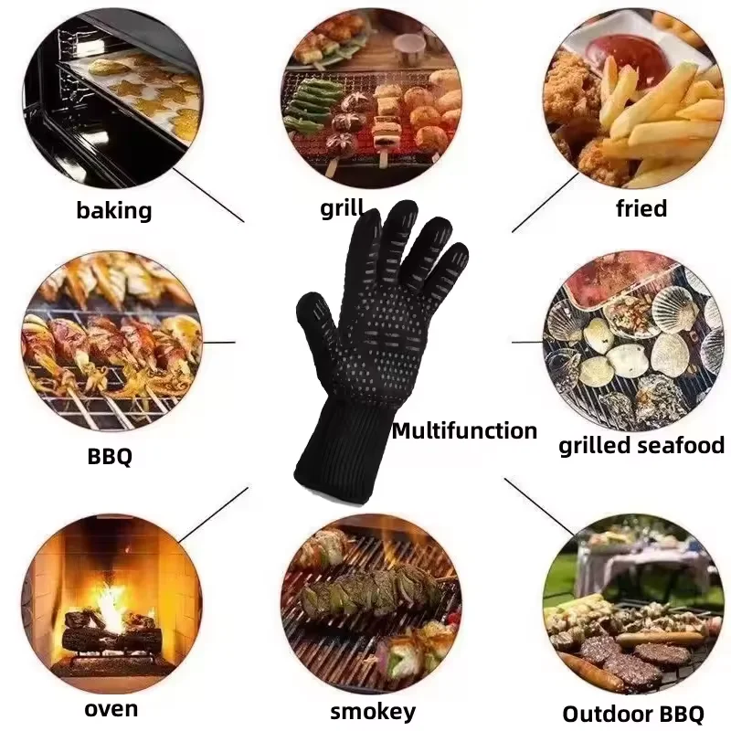 Set di 2 guanti da forno antiscivolo in silicone resistenti al calore