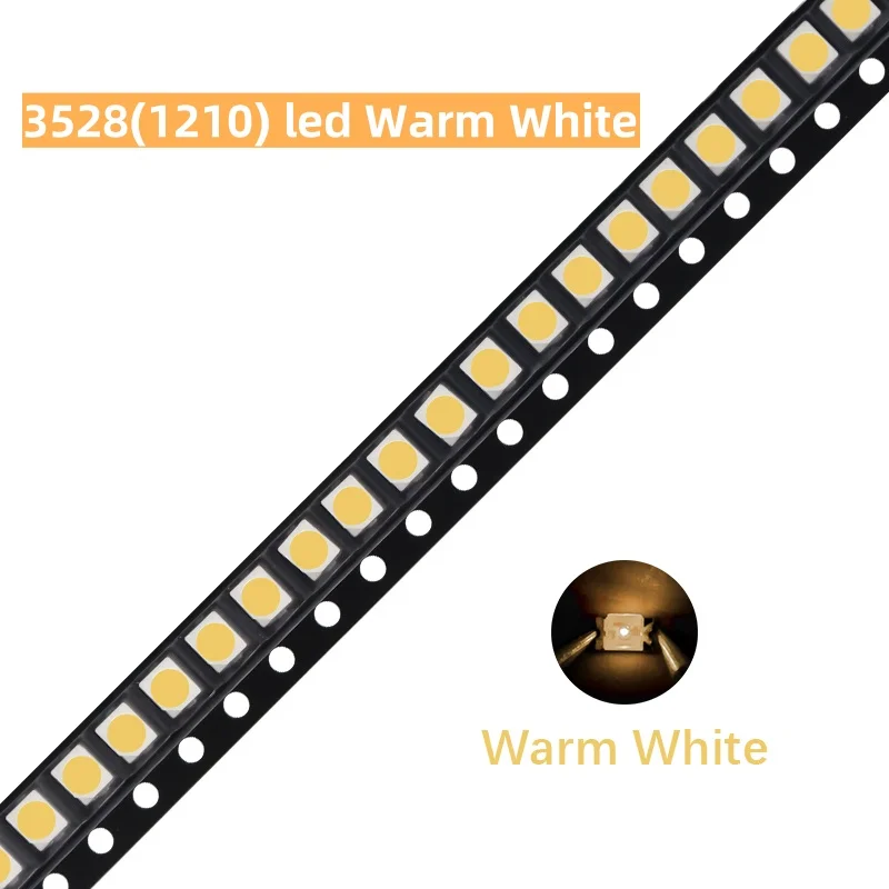 100 Uds 3528 SMD LED Chip de diodo blanco cálido rojo verde azul naranja amarillo rosa UV púrpura RGB PLCC2 PLCC-4 lámpara emisora de cuentas de luz