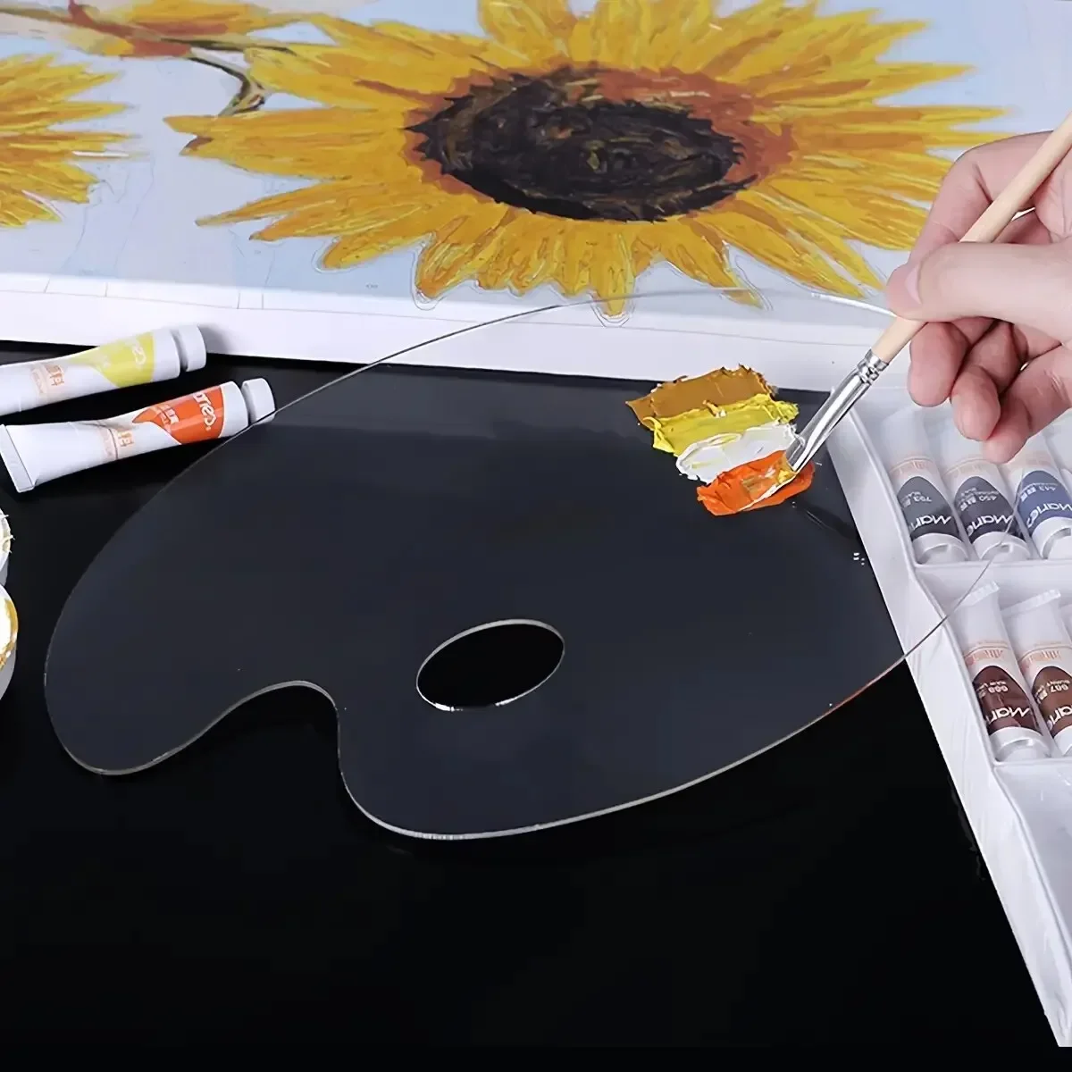 1Pcs Transparent Acrylic Palette Fine Arts Oil Painting Gouache Acrylic Painting