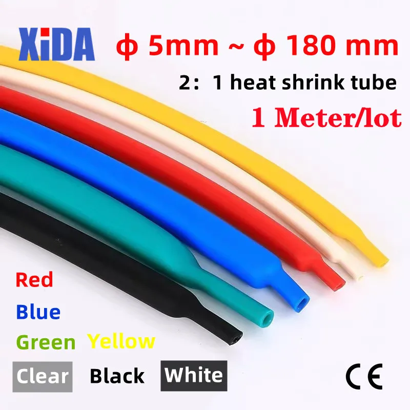 1Meter21HeatShrinkTubeCableSleeveCableProtectorBlackClear