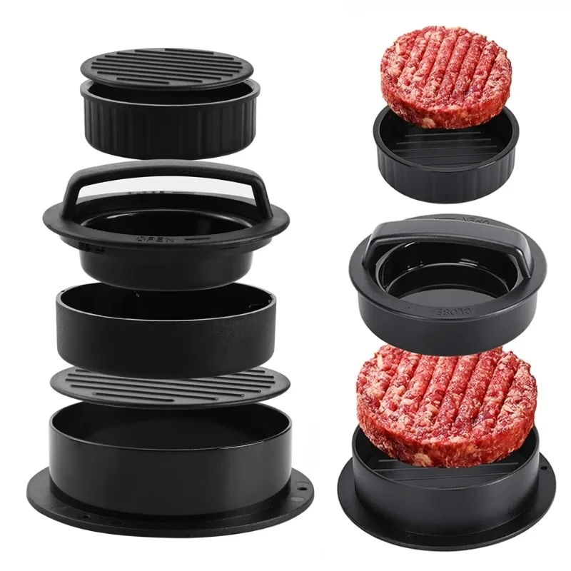 

ABS Manual Hamburger Press Meat Pie Stuffed Burger Mold Maker with Baking Paper Liners Patty Pastry BBQ Tool Kitchen Accessories