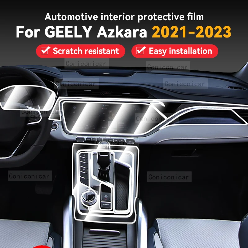 

For GEELY Azkara 2021-2023 Car Interior Gearpanel Dashboard Gps Navigation Screen Transparent Cover TPU Protective Film Sticker