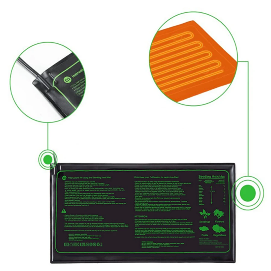 Seedling Heat Mat 3 Sizes Upgrade Seedling Heat Mat Waterproof Heat Pad with 20℃-45℃ Digital Thermostat Controller Hydroponic Seedling Germination