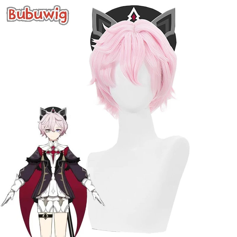 

Bubuwig Synthetic Hair Fontaine Dahlia Cosplay Wigs Genshin Impact Fontaine Dahlia 28cm Short Straight Pink Wig Heat Resistant