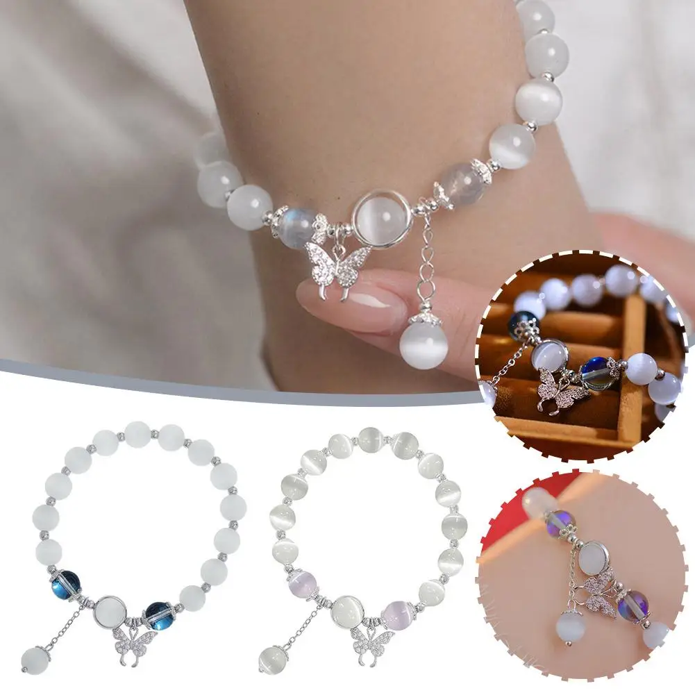 

1PC Butterfly Bracelet Female Niche Design Tide Moonlight String Gift Temperament Hand Student Grey Everything V4R3